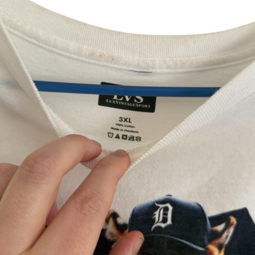LVS Mens White Detroit Tigers Baseball Graphic T Shirt 3XL Big Tall Deadstock - Picture 2 of 3